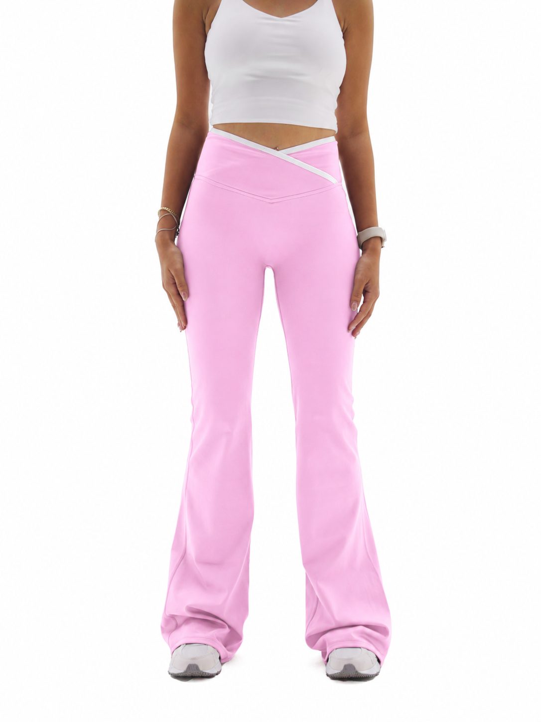Crosslined Flared Leggings - Bubblegum