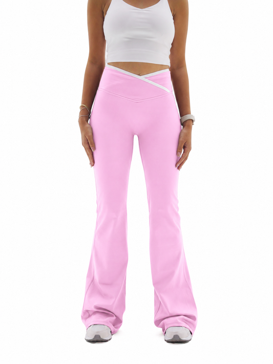 Crosslined Flared Leggings - Bubblegum