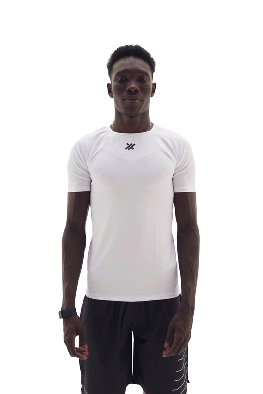 YAXIS Training Kit - White Proform Compression with Black Flashlined Shorts